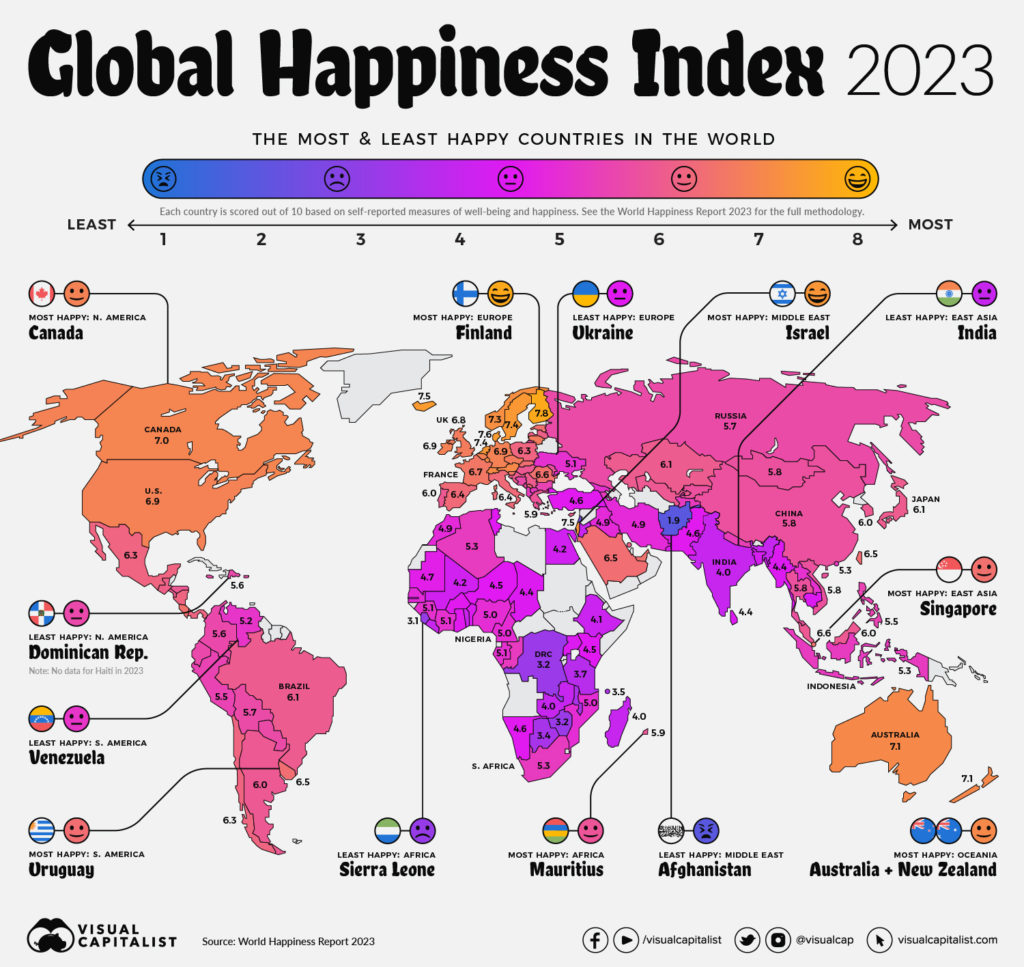 Worlds Happiest Countries 2023 MAIN 1